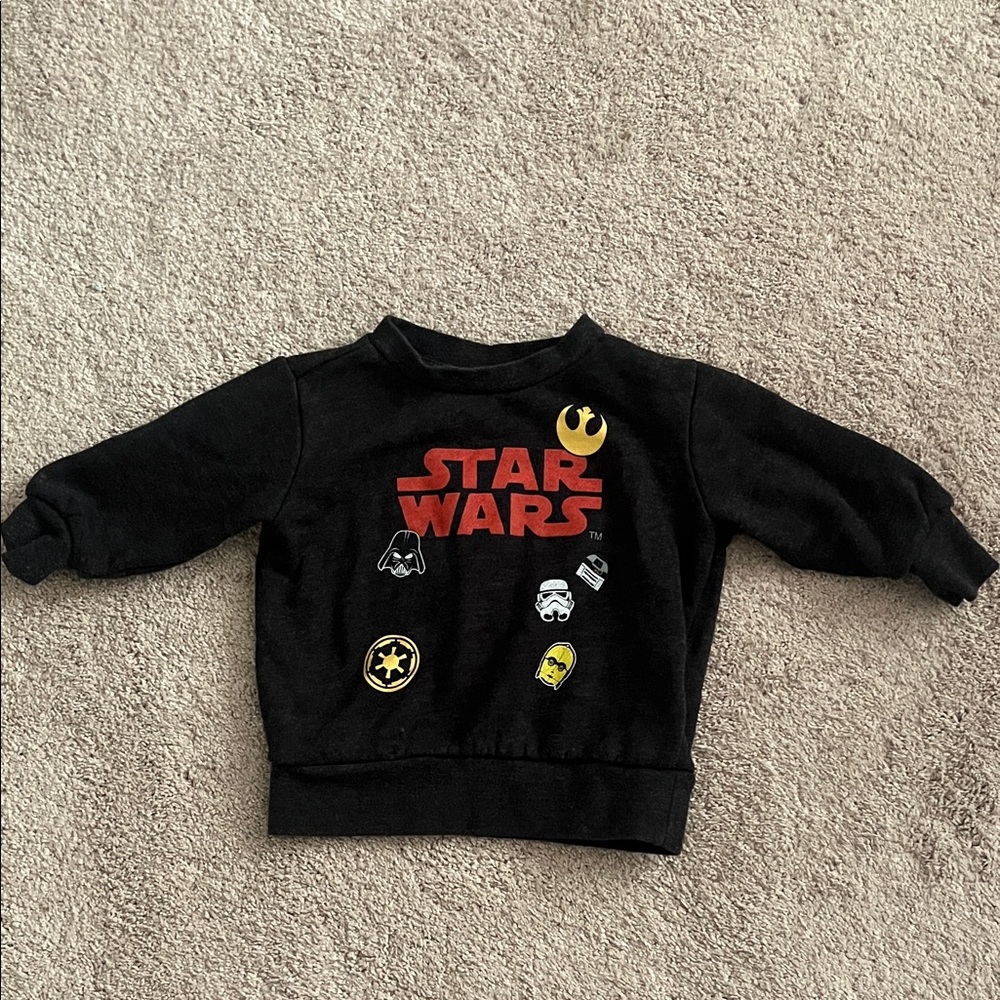 Star Wars Black Sweatshirt with Red Logo and Yellow Badge Accents